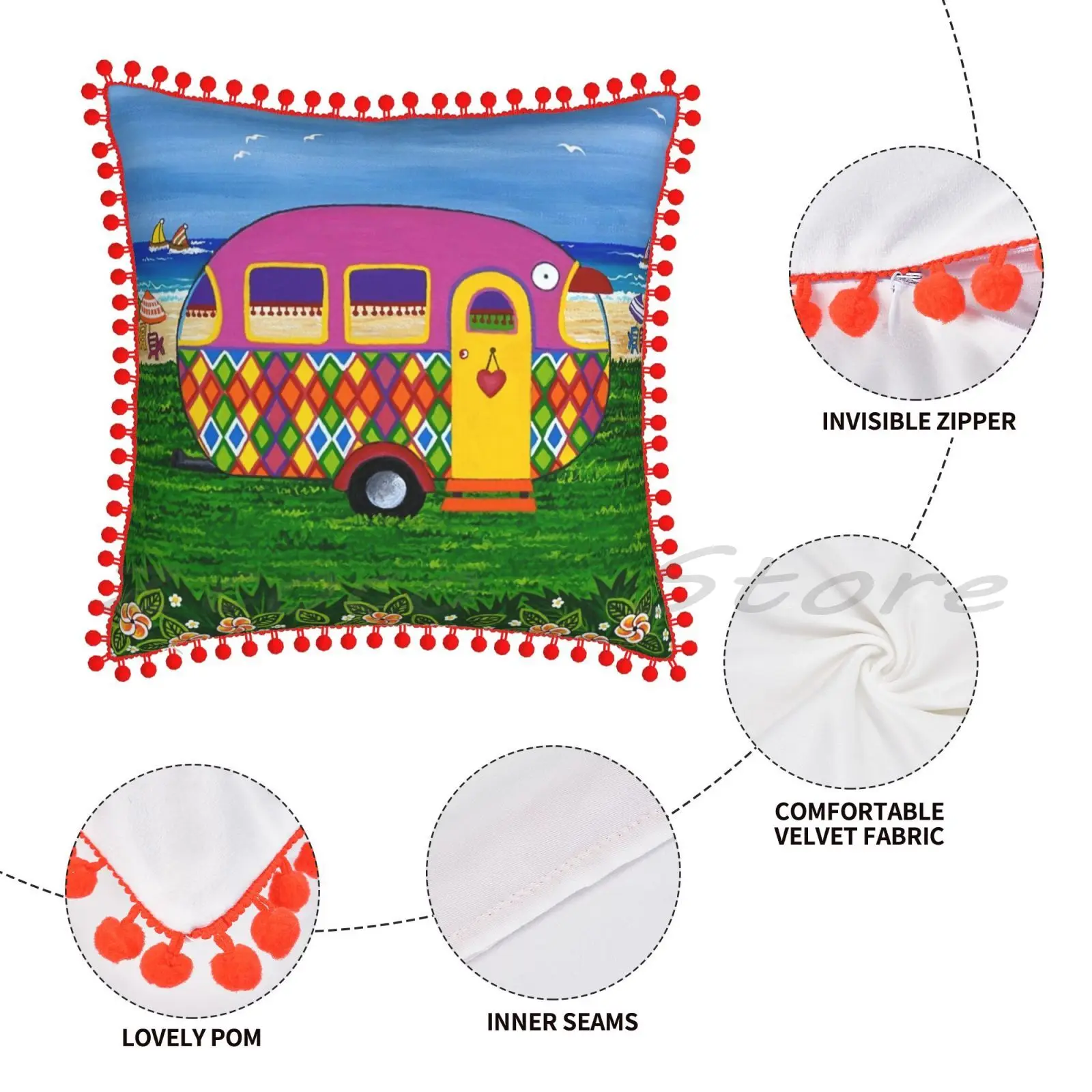 Наволочка для подушки в виде фургона праздника Мэри-Сью персонализированная