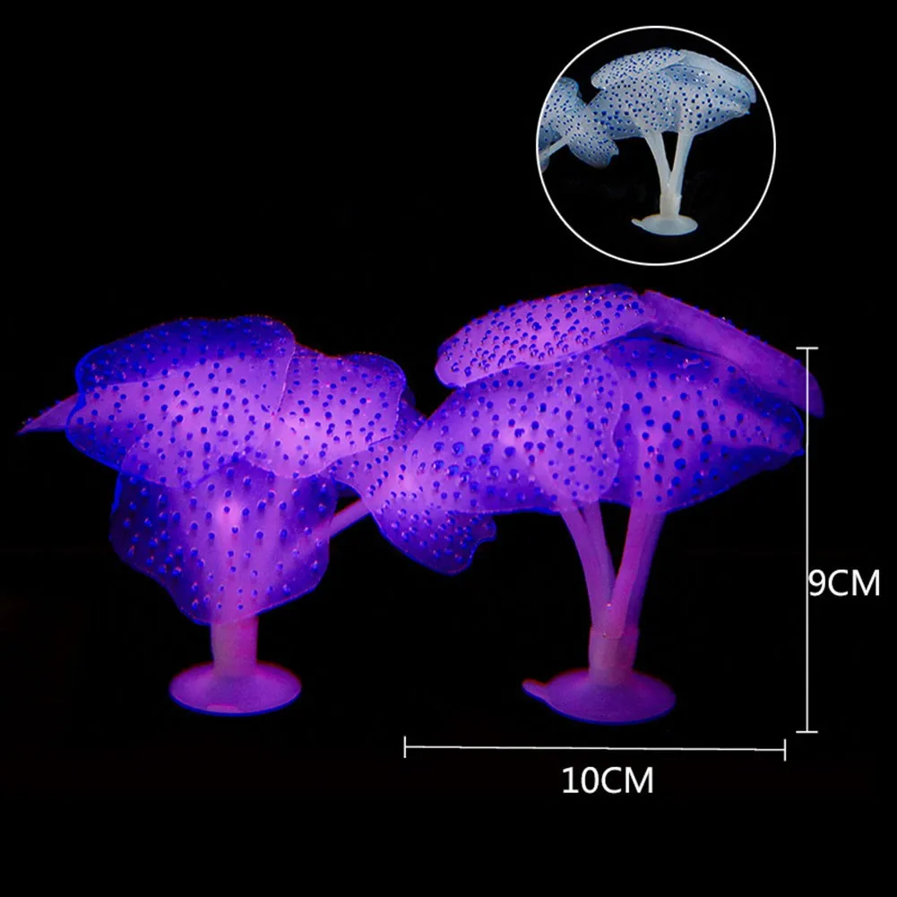 

Fish Tank Aquarium Coral Silicone Sucker Non-toxic Artificial Plants Underwater Fish Tank Fluorescent Coral Aquarium Decor