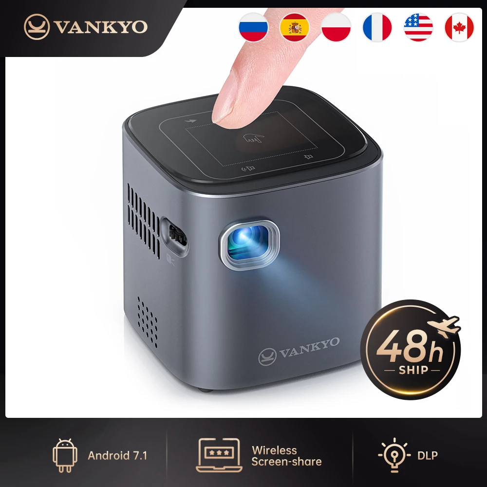 Мини проектор VANKYO 55 Android 7 1 (1 ГБ + 16 ГБ) 2 4G / 5G WIFI BT4.0 120 дюймовый портативный