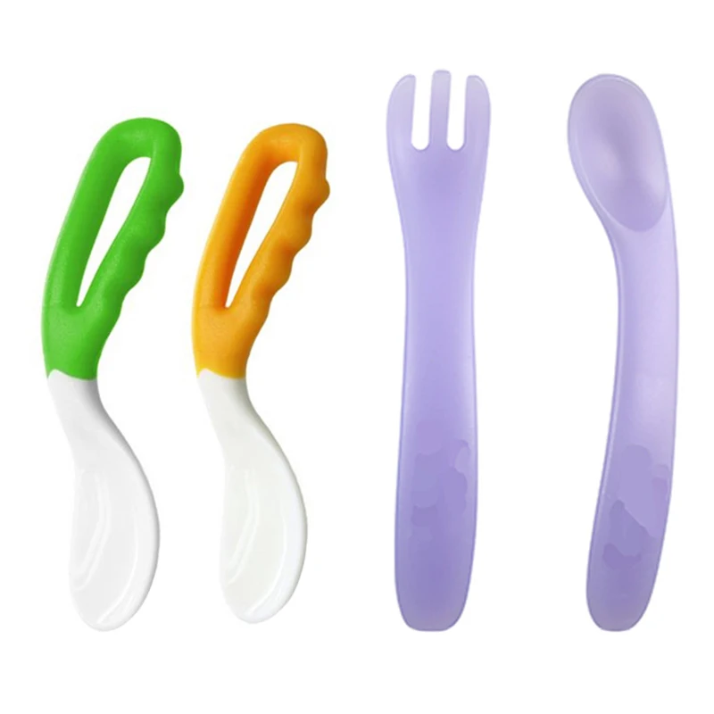 Детский набор ложка и вилка силиконовая посуда для детей 1-2 лет | Мать ребенок