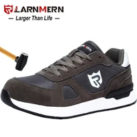 larnmern mens work safety shoes steel toe construction sneaker breathable lightweight anti smashing anti static non slip shoe