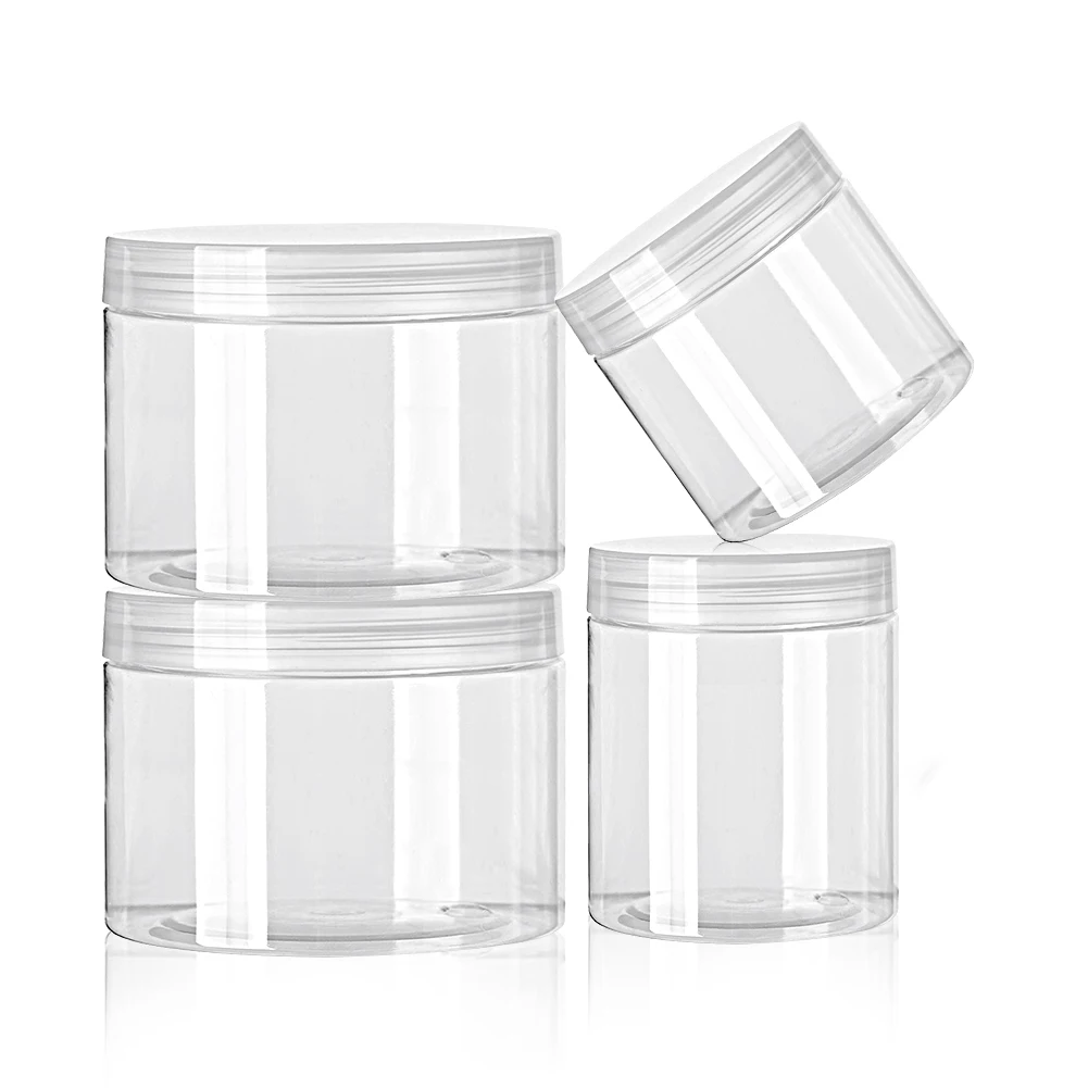 

10pcs 1-5oz Wide Mouth Plastic Jars Clear Lid PET Empty Slime Containers Dry Food Storage Cream Sample Can Tin Refillable Makeup