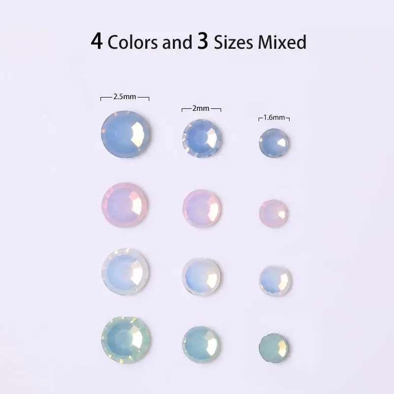 Разные размеры опал Стразы 3D украшение для ногтей красочное плоское дно без