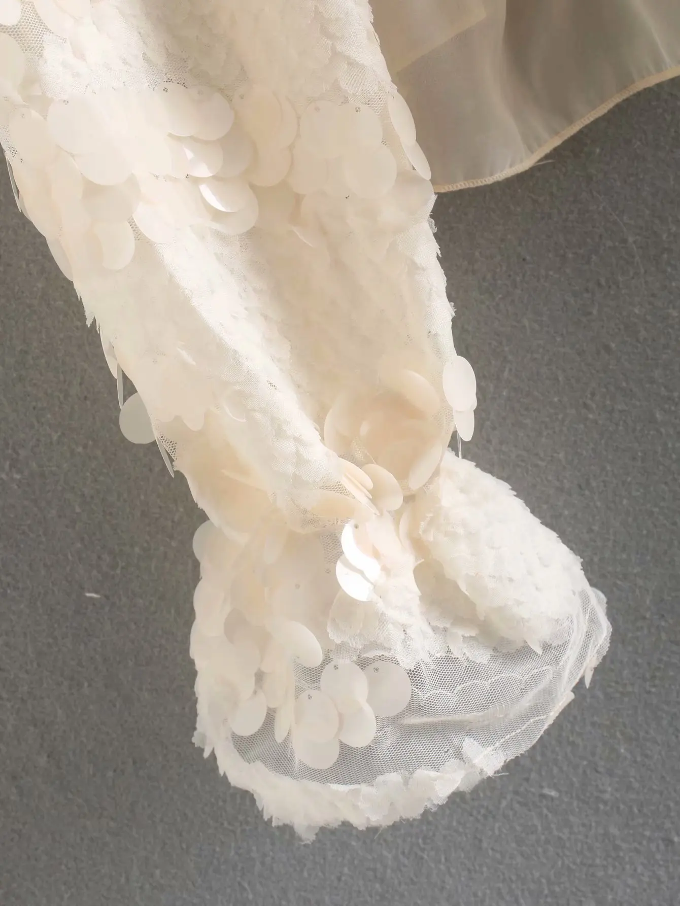 Женская Новинка длинный рукав ламинированная декоративная бусина топ женская