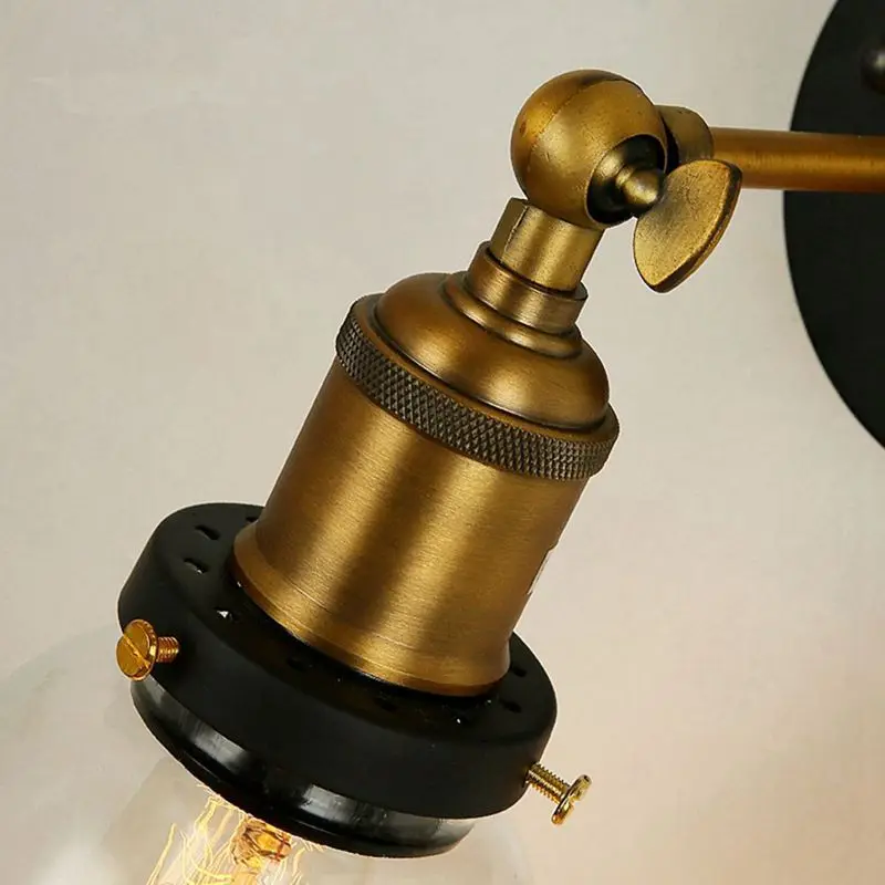 

Attic retro wall lamp oval transparent glass design wall lamp vintage industrial home wall light metal base