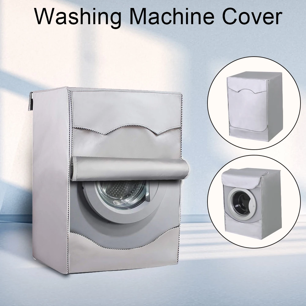 

Washing Machine Cover Waterproof Case Front Load Laundry Dryer Covers Washing Machine Cover Silver Coating Dustproof Sunscreen