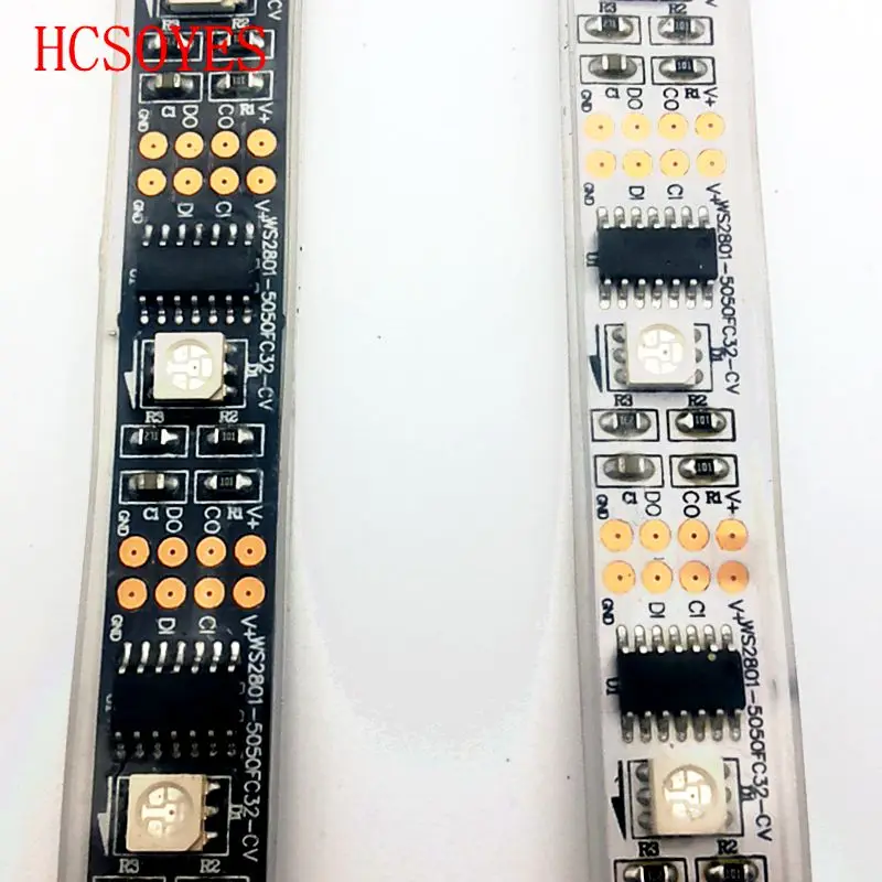 1 м/5 м DC5V ws2801 индивидуально Адресуемая 32 СВЕТОДИОДА/М 5050 RGB лента 12 мм TV Led