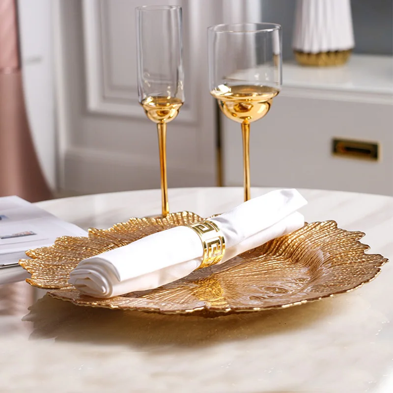 Европейская позолоченная стеклянная жемчужная тарелка западное блюдо Фруктовая