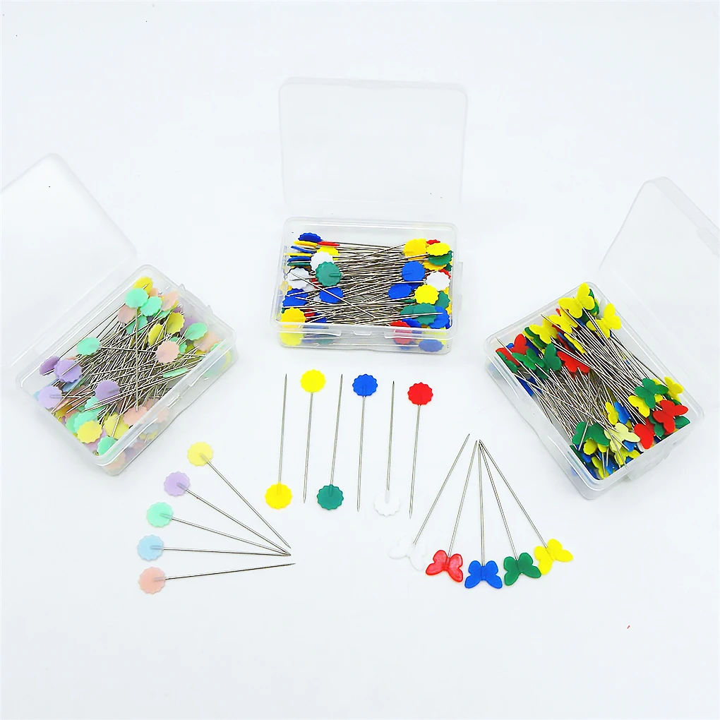

100Pcs Plastic Flat Head Quilting Pins Patchwork Pins Flat Head Dressmaking Sewing Tool Needle Mixed Color DIY Sewing Needles
