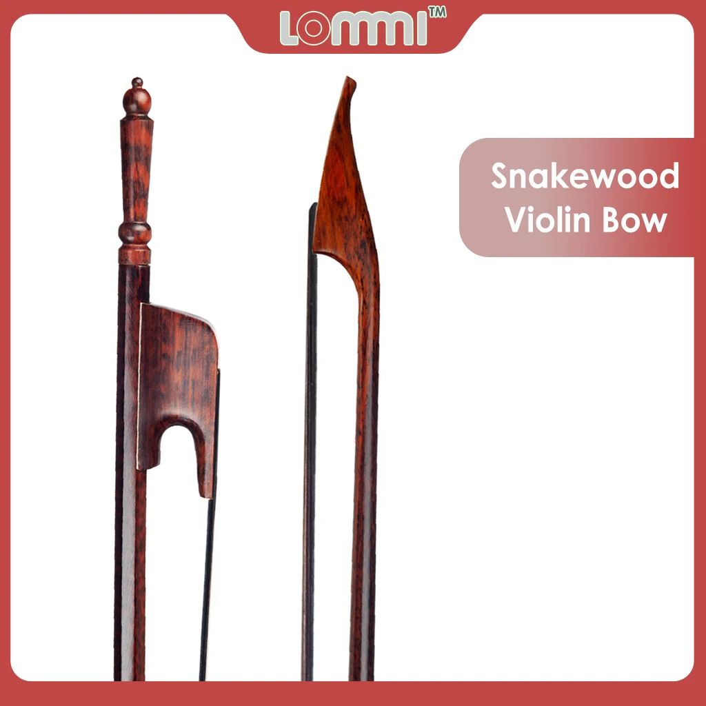 LOMMI Vintage Baroque Style Violin BowBlack Horsehair W/ Long Screw Well Balance Bow  4/4 Snakewood Bow