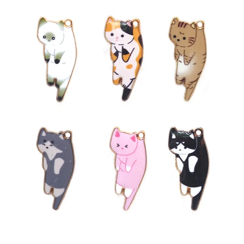 5 шт./упак. эмалевые Подвески в виде кота ювелирные изделия серьги браслет DIY