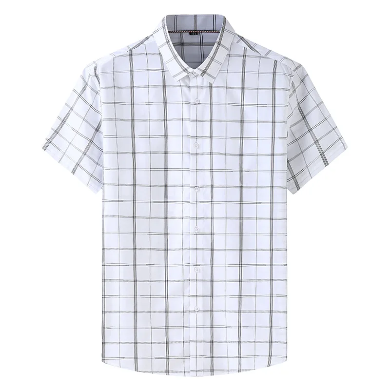 

Large men's Short Sleeve Plaid Shirt casual big brother versatile summer plus large trend half sleeve shirt upper man