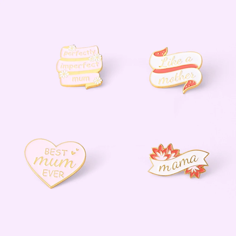 

Custom Perfect Mum Enamel Pins Love Mother More Brooch Lapel Badge Bag Cartoon Pink Jewelry Mother'S Day Birthday Gift Wholesale