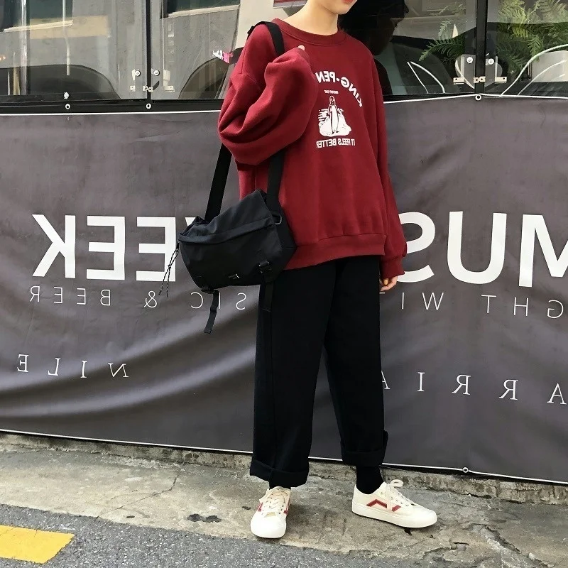 

Autumn New Korean Style Loose Harajuku Long Sleeve Thin Bathroom