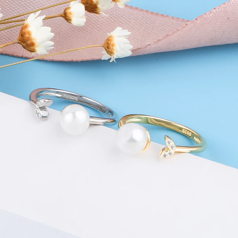 Милые жемчужные кристаллы от Swarovski открытые Регулируемые кольца из настоящего