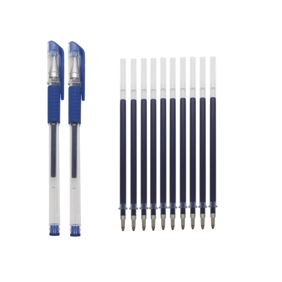 12pcs blue 12 шт./лот, набор офисных гелевых ручек, простая нейтральная ручка, 0,5 мм, синяя, черная чернильная ручка, заправка, для студентов, для письма, экзамена, Запасные инструменты, школьные принадлежности - Цвет: 12pcs blue