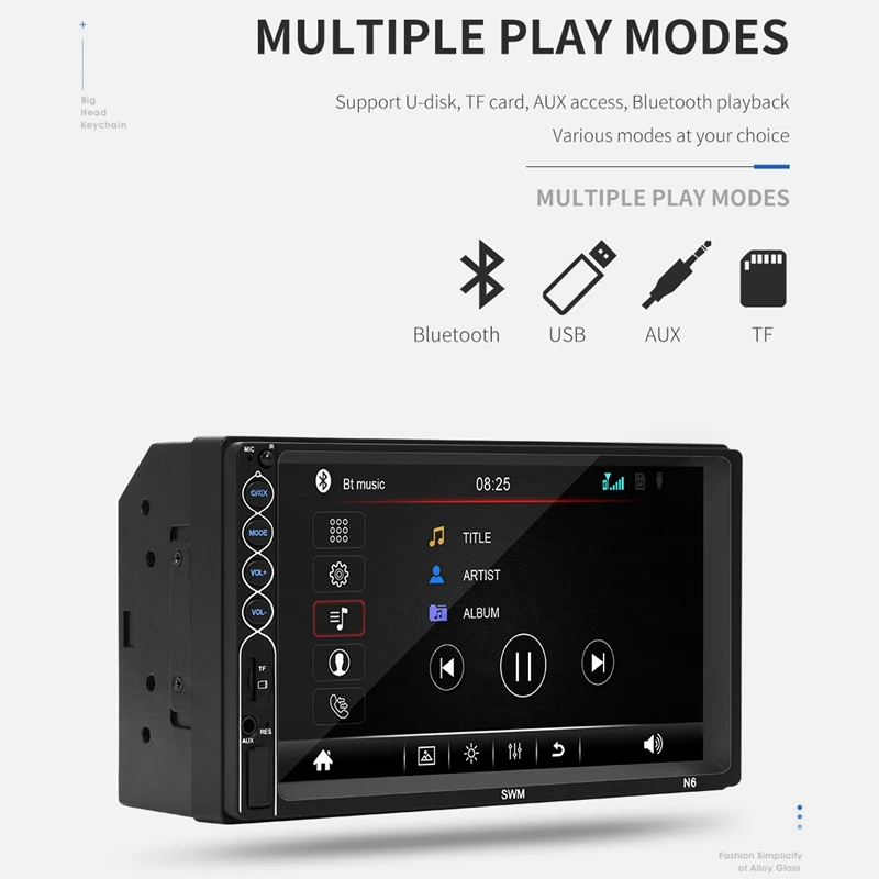 7 дюймов свяжитесь Sn автомобиль радио плеер HD стерео Bluetooth 12V 2 Din FM ISO Мощность Aux