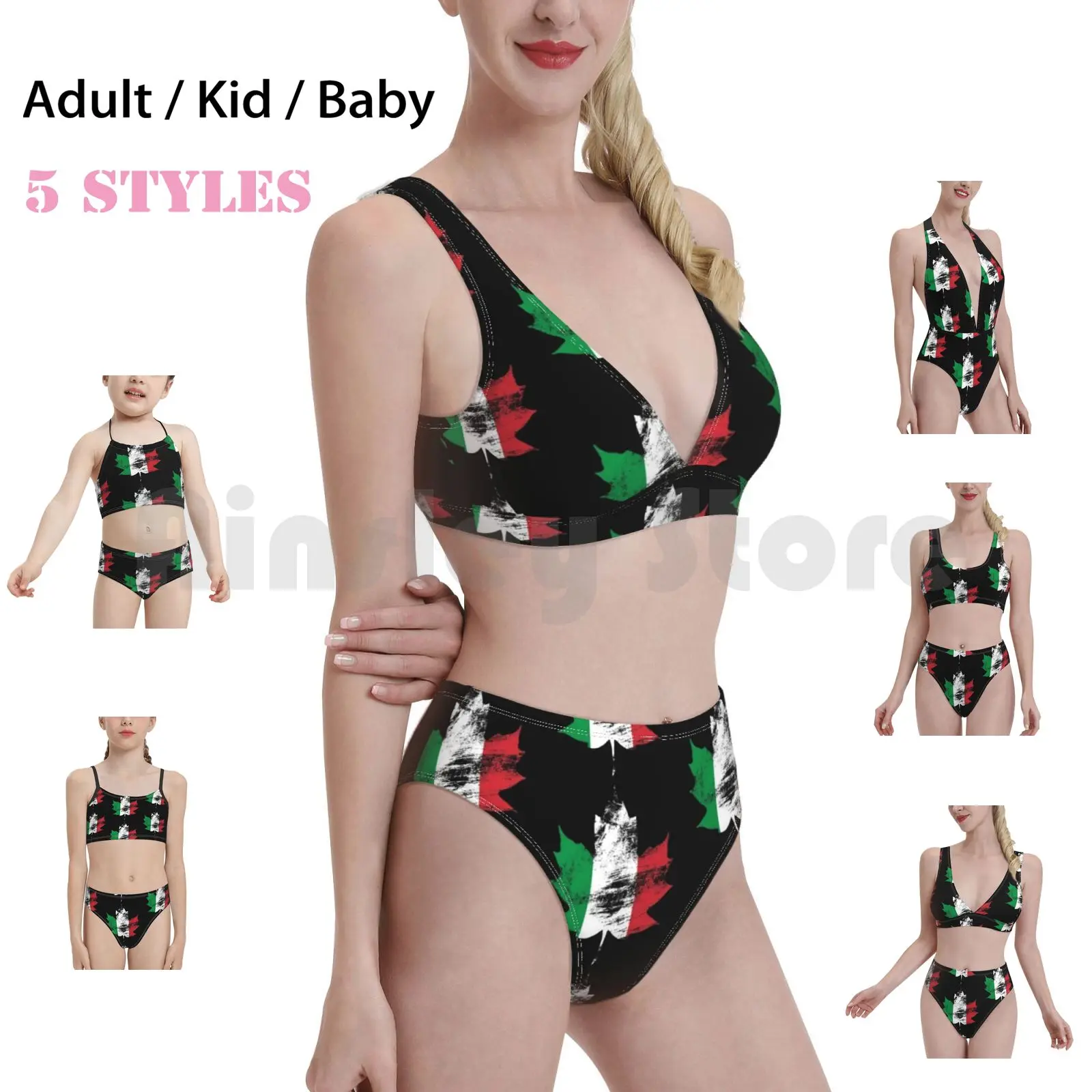 Купальники Канада Италия бикини 1 шт. женские 2 итальянский зеленый красный белый