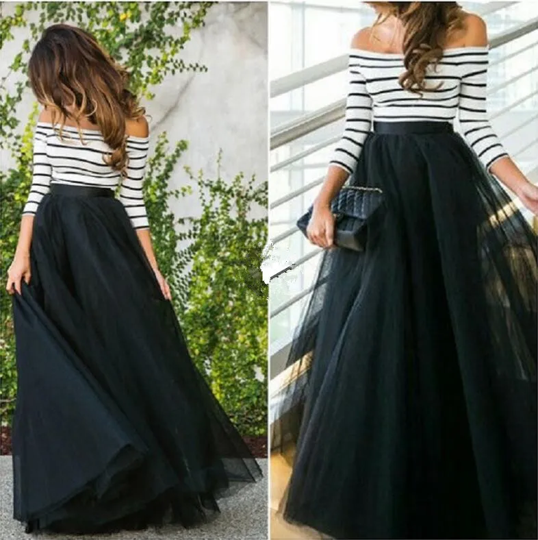 Женская кружевная сетчатая простая длинная бальная юбка Весенняя эластичная