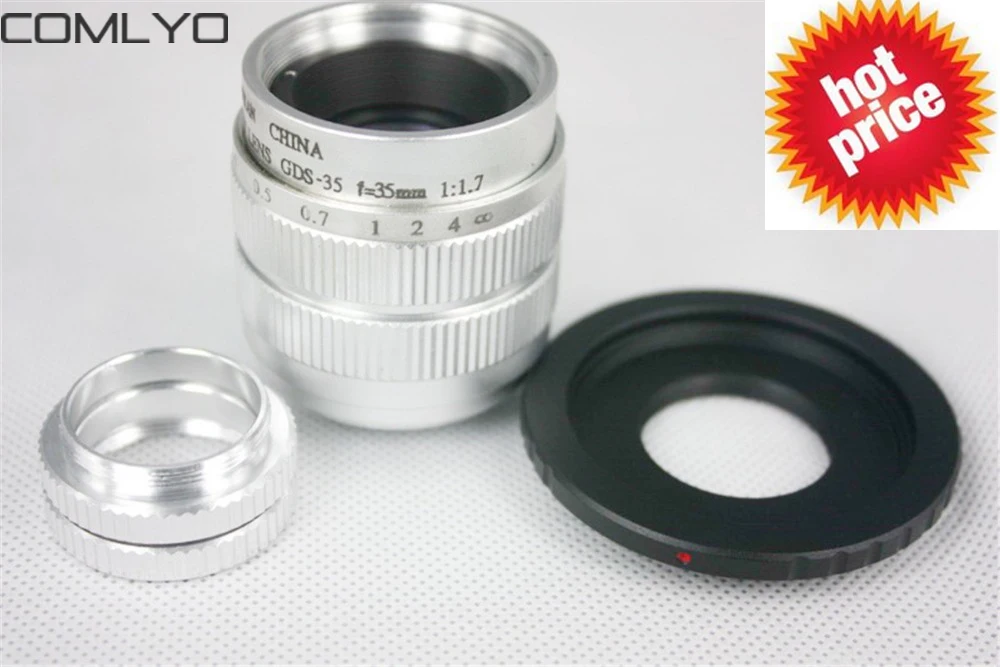 Новинка COMLYO серебристый 35 мм f/1 7 объектив CCTV для Fuji FX + C крепление к адаптеру 2
