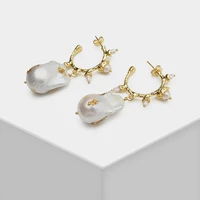 amorita boutique baroque pearl 2 colors gold foil design fashion for women drop earring
