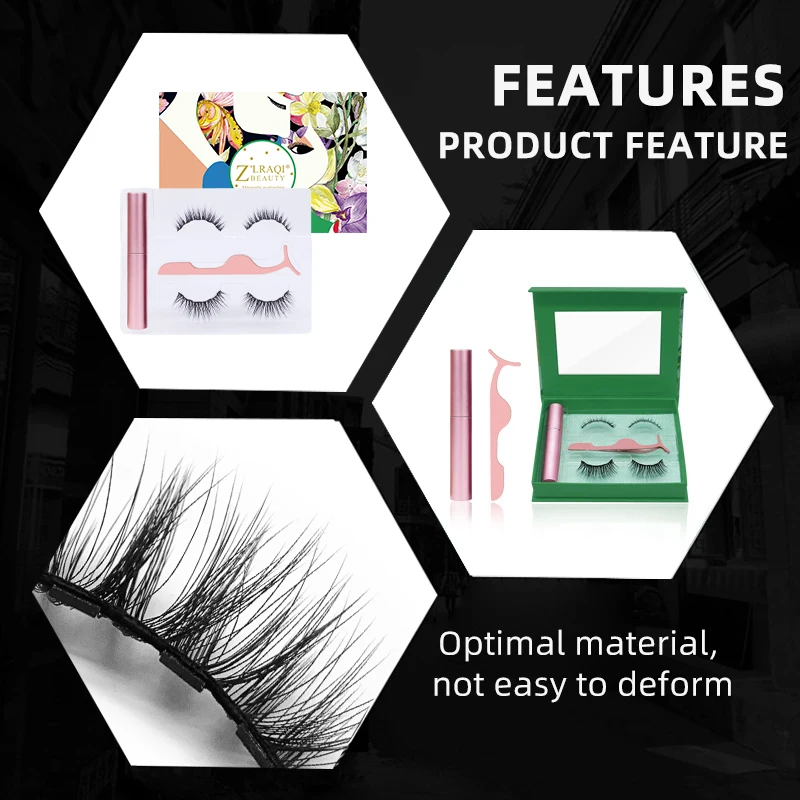 2 Pairs Mixed Magnetic Liquid Eyeliner Magnetically Natural Thick Five-magnet False Eyelashes With Tweezers Set TSLM1