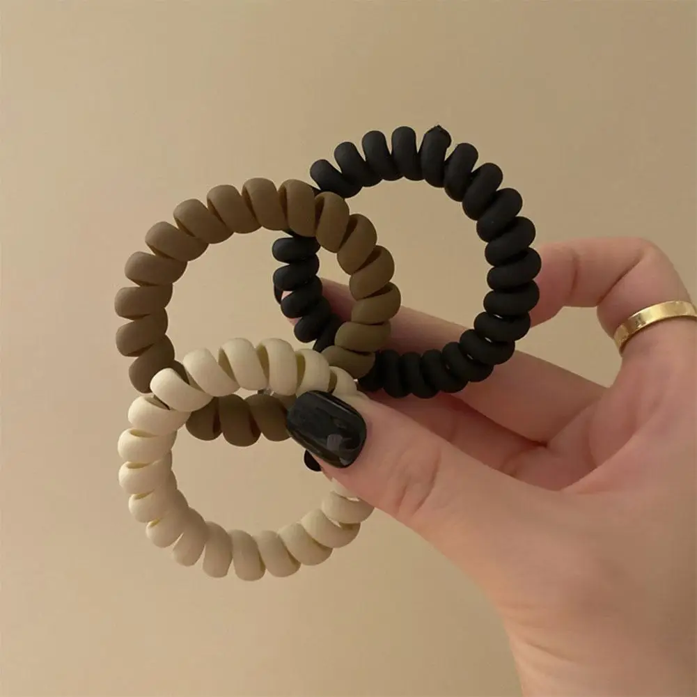 

Women Matt Colors Glow In Dark Cloth Telephone Wire Rubber Bands Stretchy Colors Non-mark Coil Ropes Hair Ties