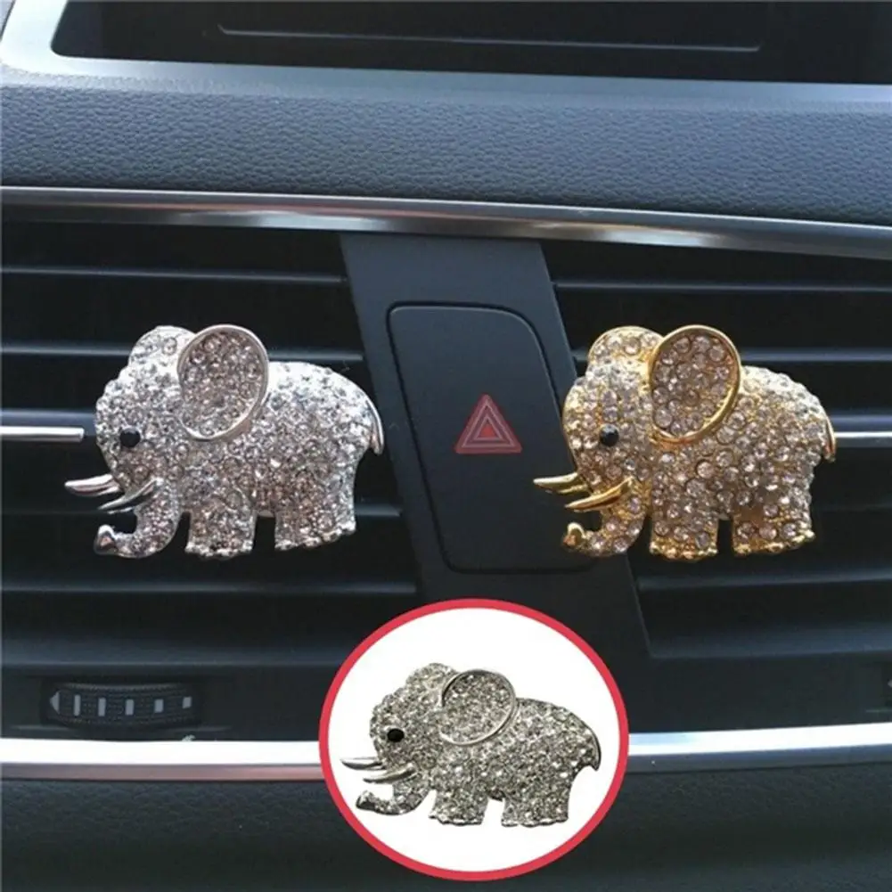 

Cute Elephant Rhinestones Car Air Vent Freshener Perfume Clip Diffuser Decor