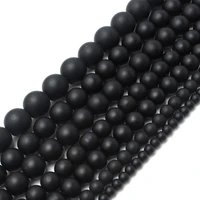 smooth round black dull polish matte onyx agates 15 5 natural stone beads 4 6 8 10 12 14mm pick size for jewelry making