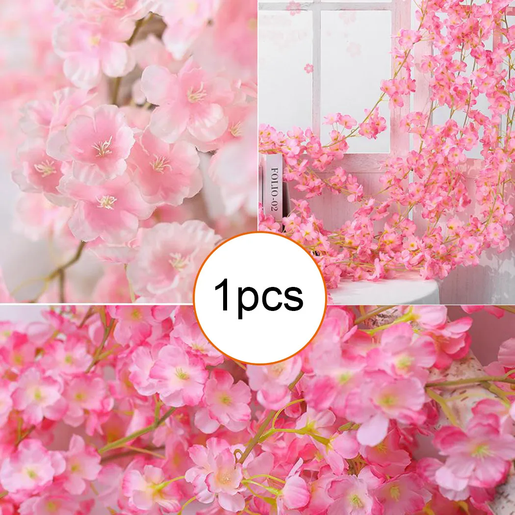 

Decor Cherry Rattan Fake Flower Garland Plant Light Pink Monther's Day
