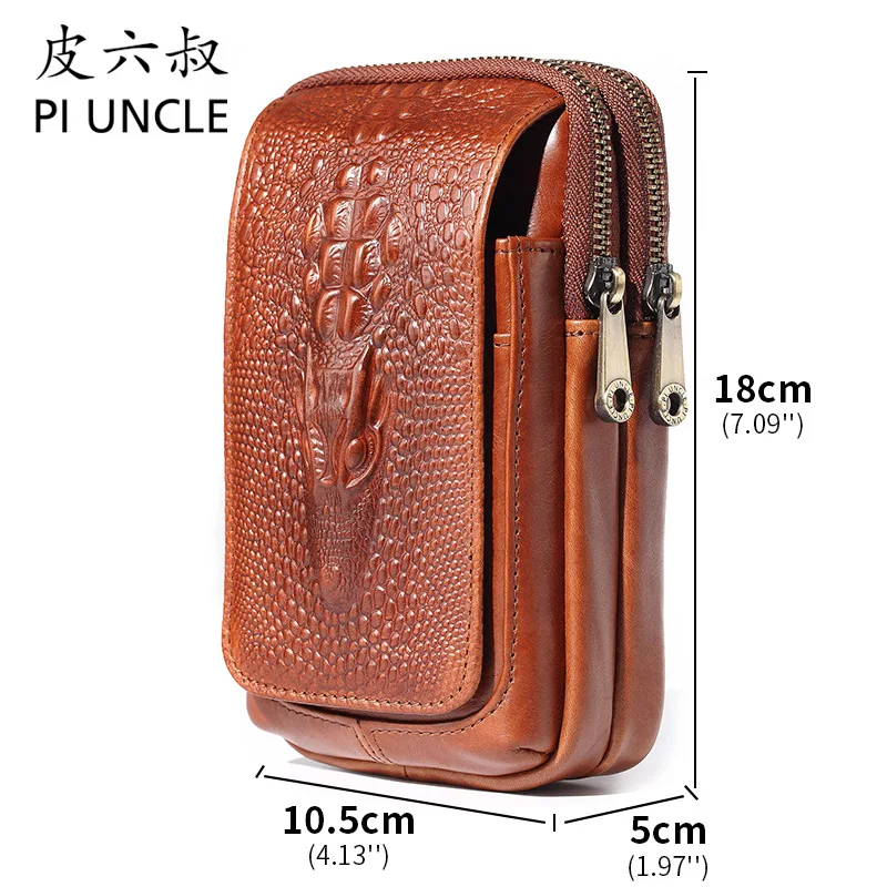 PI UNCLE брендовая трехслойная Повседневная Мужская поясная сумка из натуральной