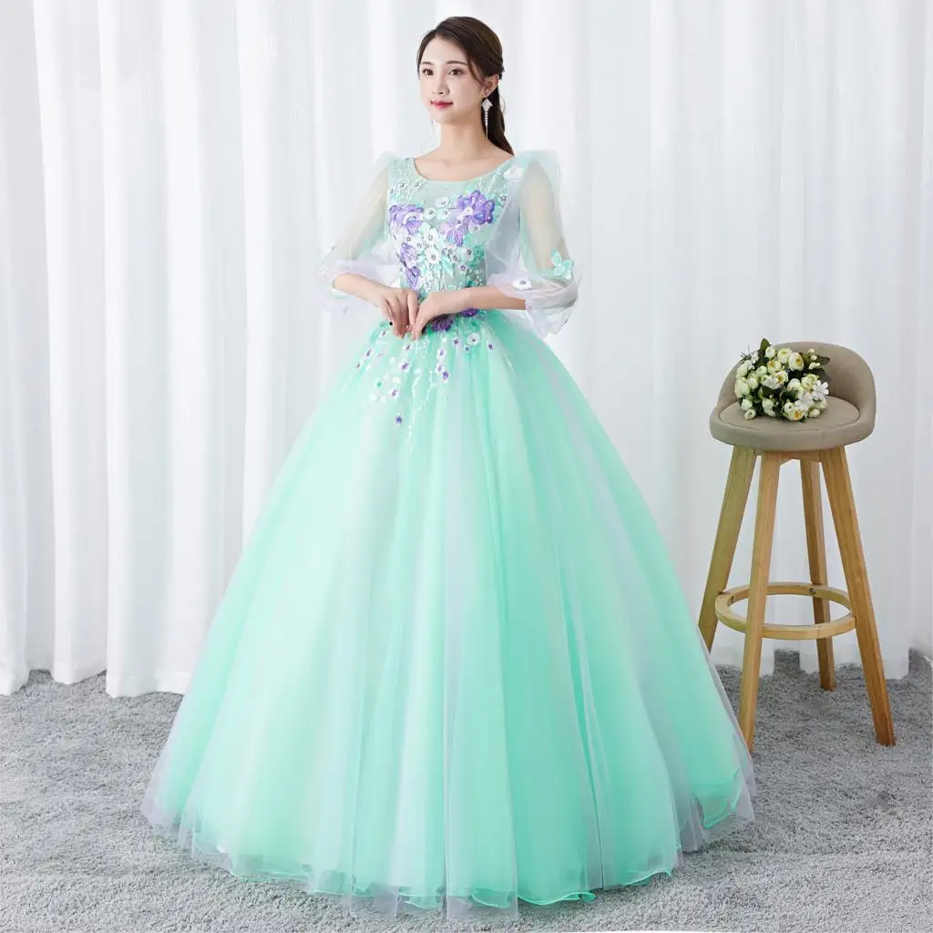 Бальное платье Quinceanera платья с цветочной аппликацией и бусинами для подростков