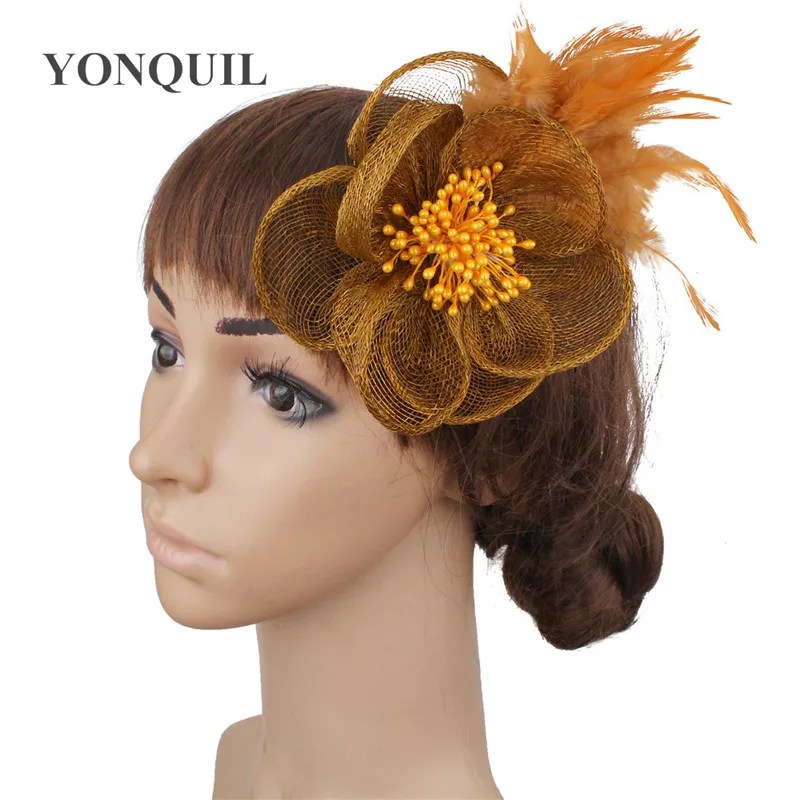 Свадебные аксессуары для волос Sinamay Вуалетка головной убор украшение с перьями