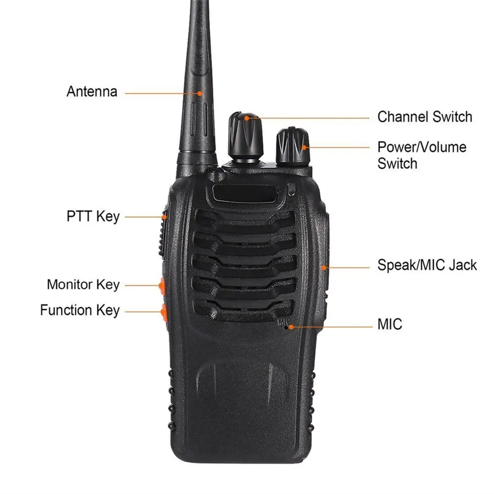2 шт Baofeng BF-888S UHF 400-470 MHz 2-Way радио twee 16CH Walkie Talkie с микрофоном FM приемопередатчик DC power