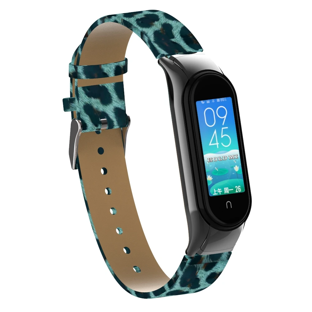 Кожаный ремешок для Xiaomi Mi Band 5 браслет глобальная версия модный спортивный