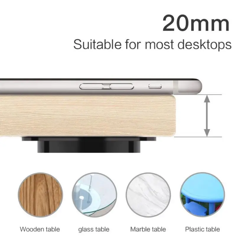 

20mm 10W Long Distance Wireless Charger Pad Furniture Desktop Hidden Mobile Phone Fast Charging Pad for iPhone Samsung Huawei