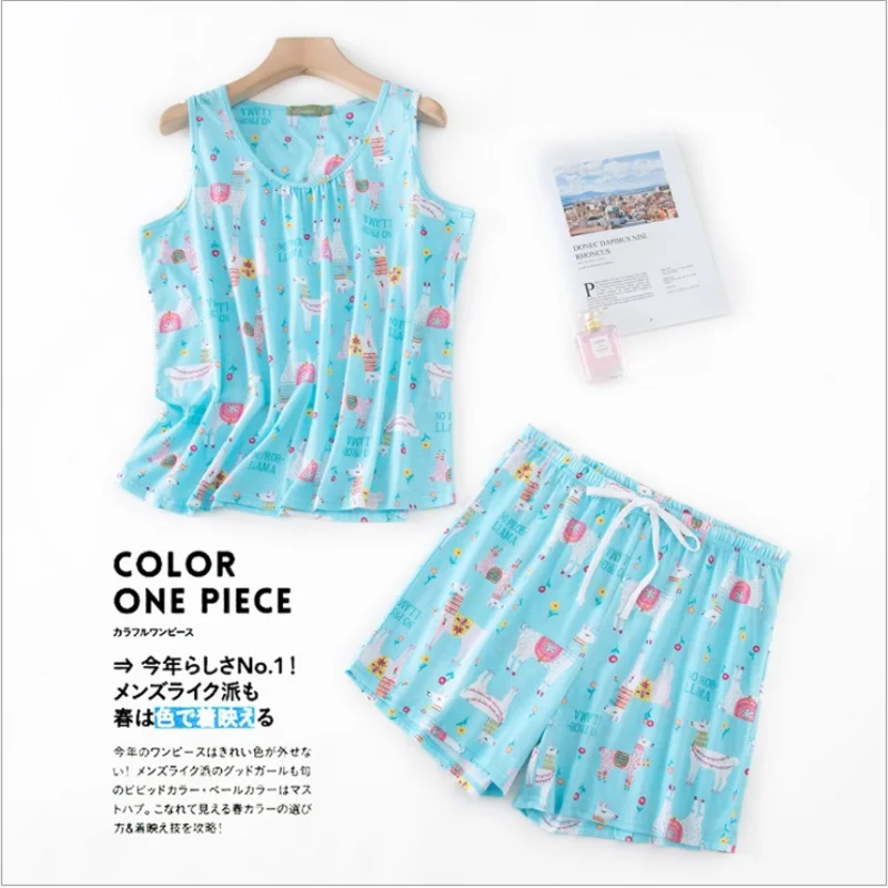 Летние женские пижамные комплекты с милым цветком женская хлопковая одежда для