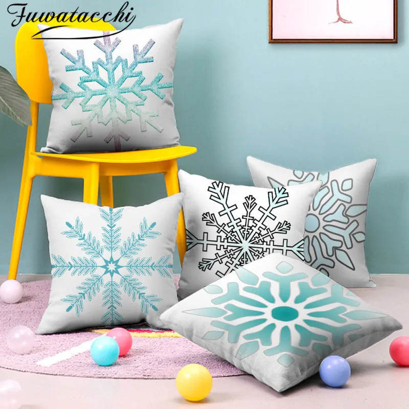 

Фуватакчи полиэфирное волокно Рождество Новый год Подушка с принтом "Снежинка" чехол для дивана Подушка домашний декоративный чехол на под...