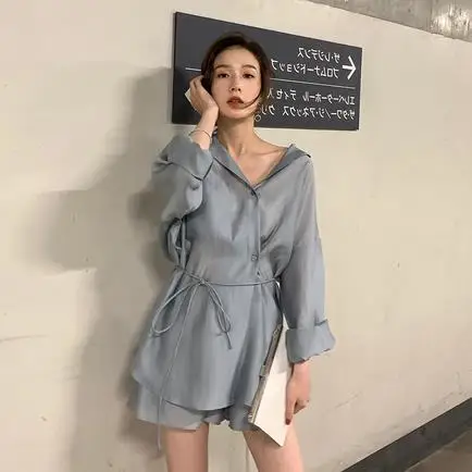 Летние женские брючные костюмы комплект на шнуровке из двух предметов наряд