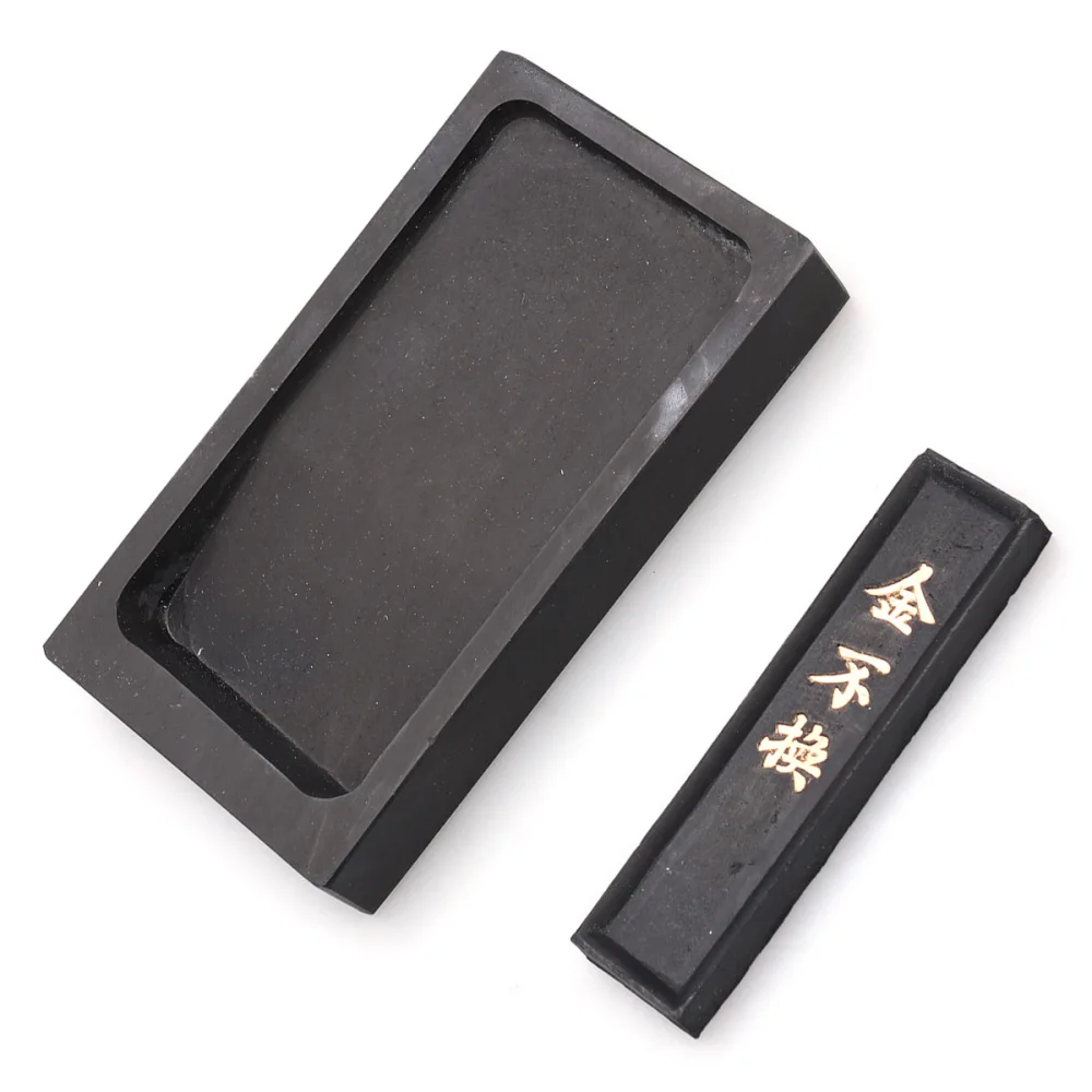 

2Pcs 5 Inch Premium Durable Inkstone Chinese Taditional Ink Stones Rectangle with Ink Stick for Chinese Calligraphy and Painting