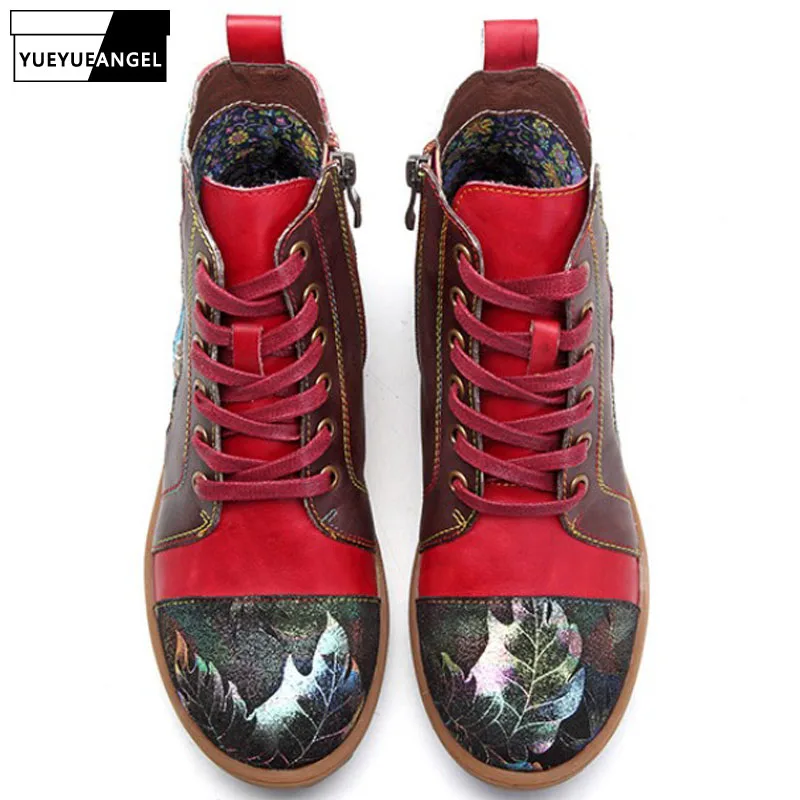 Богемные женские ботильоны ручной работы из натуральной коровьей кожи