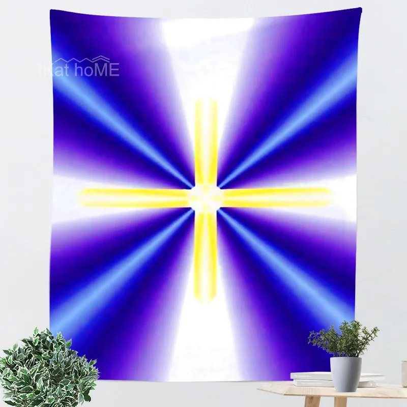 

God's Cross Chakra Tapestry Wall Hanging Healing Energy Trippy Tapestries Divine Love and Wisdom Wall Tapestry Altar Cloth