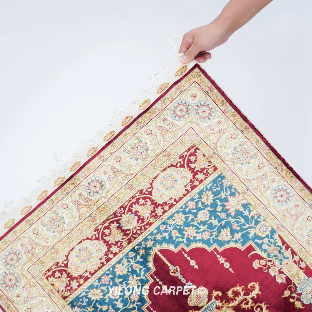 2 5 'x4' ручной персидский ковер Шелковый подлинный Красный кашмирский