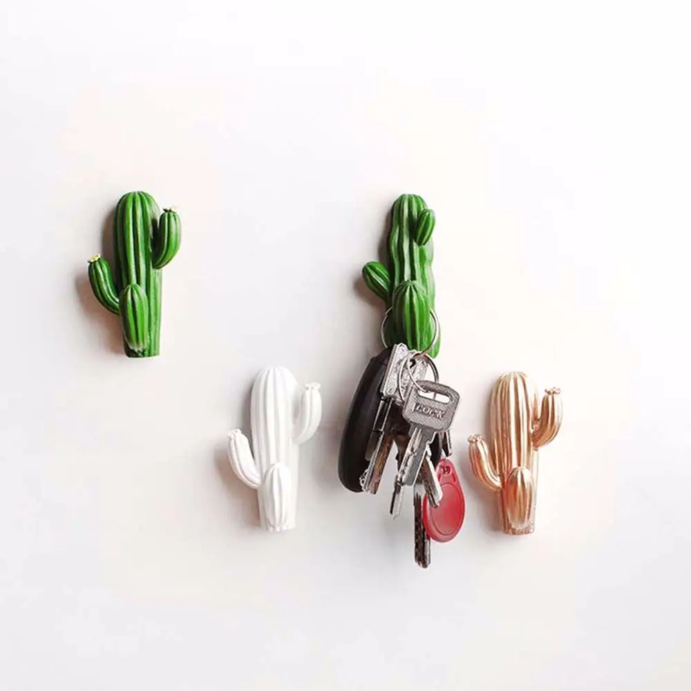 

1 Pc Creative Resin Cactus Wall Hook Three-dimensional Self-adhesive Hanger Hook Home Organization Accessories