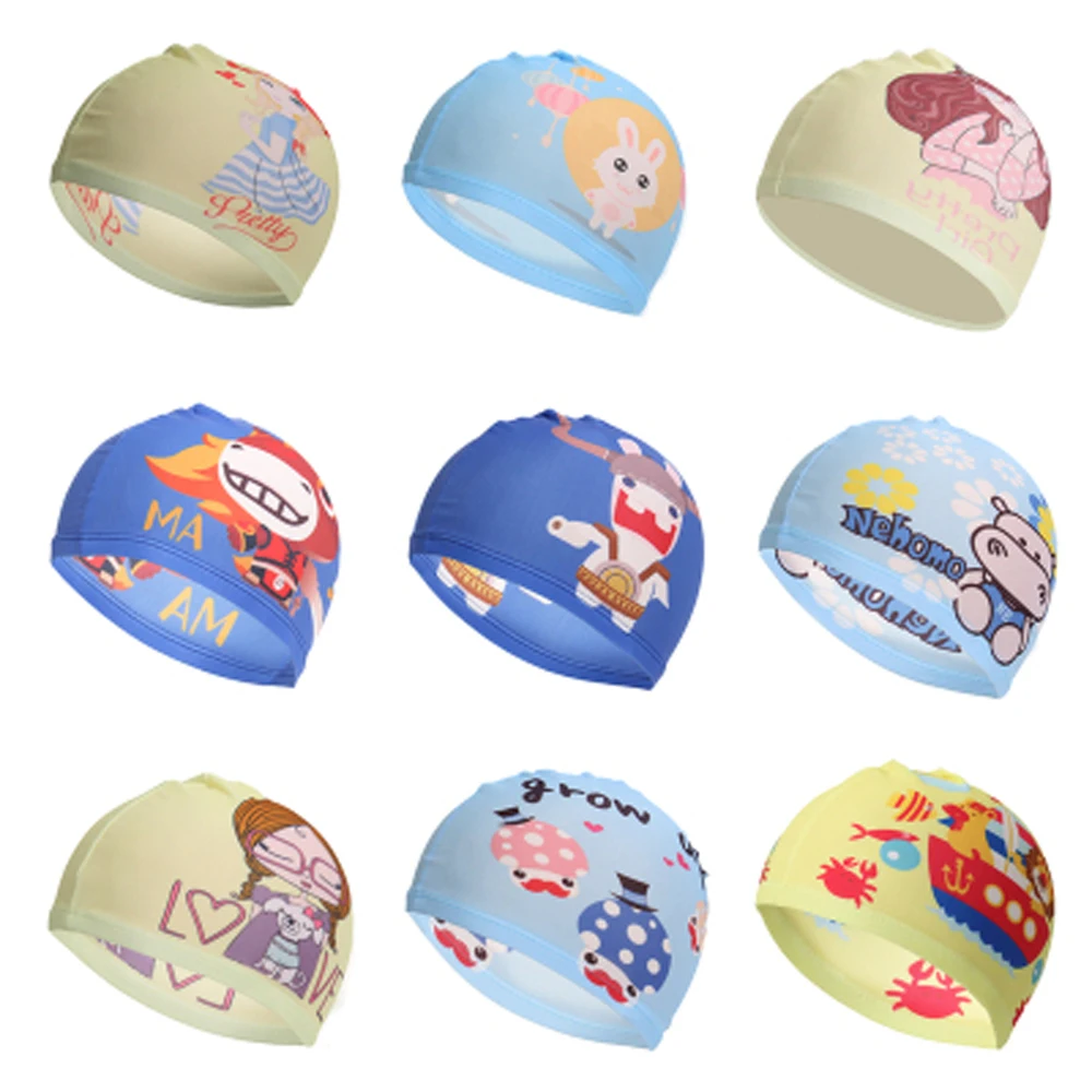 Children Elastic Cartoon Printed Swimming Caps Sports Pool Cute Bathing Swim Hat for Kids Boys Babys | Спорт и развлечения