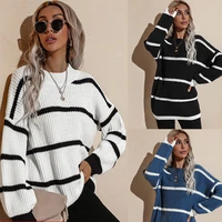 women striped pullover knitted sweater 2021 autumn winter oversize long sleeve casual loose sweaters o neck fashion clothing top