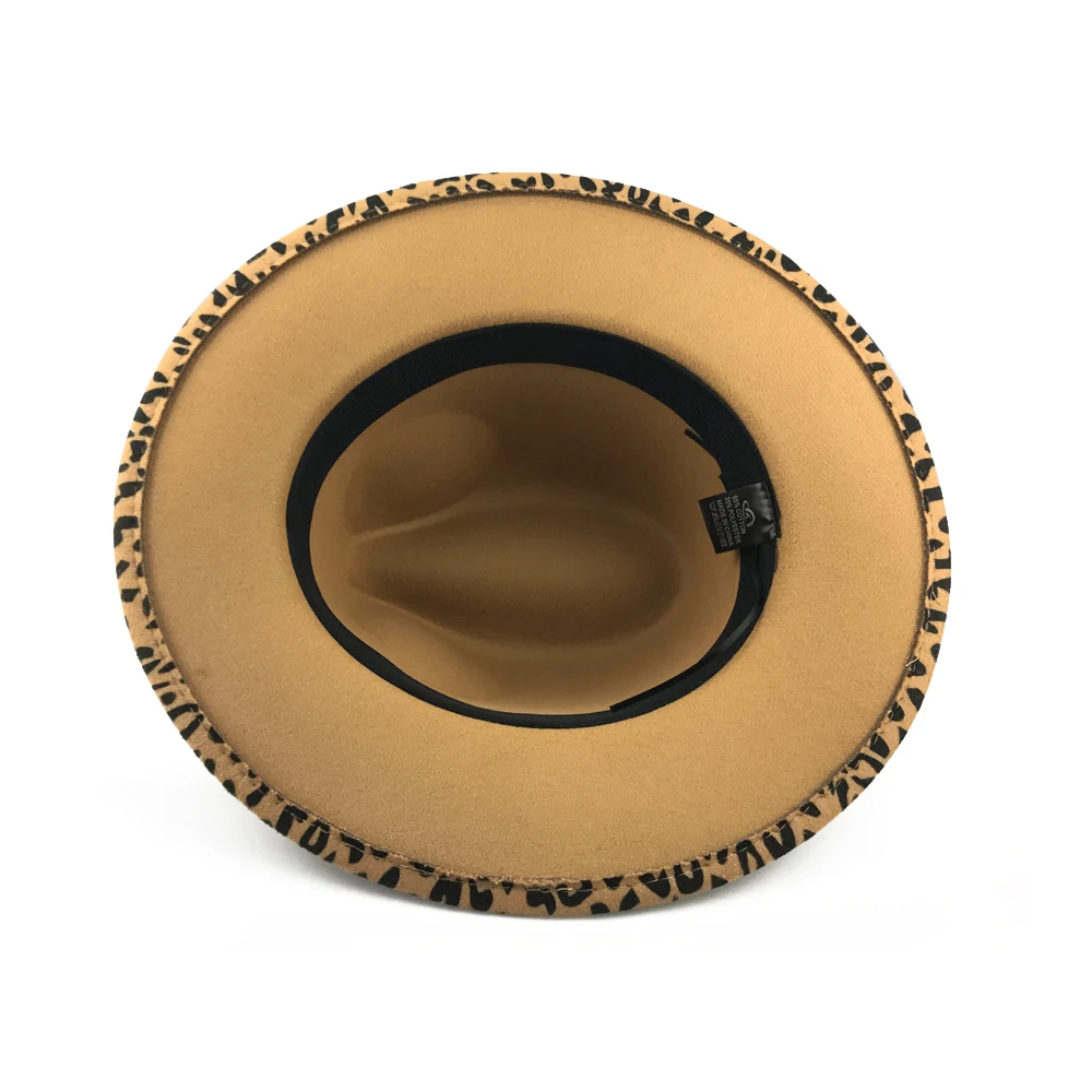 

YY Leopard Fedora Cap for Women Fashion Winter Felt Hats Men Retro Panama Jazz Belt Cap Chapeaux Rond Homme FD20059