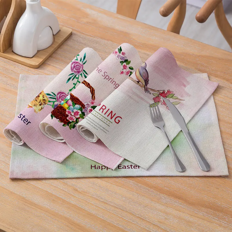 

Easter Placemat Tableware Mat Birds Prints For Kitchen Dining Table Waterproof Coaster Modern Pad Home Decor Accessories 30*40cm