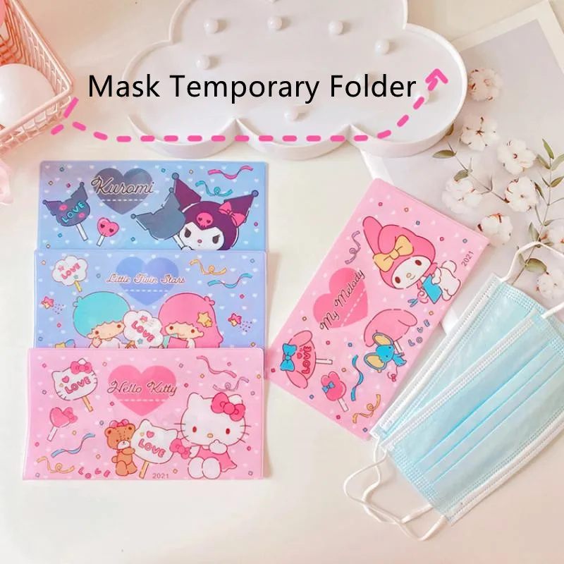 

Kawaii Sanriod аниме периферийная мультяшная мимелоди Kuromi Kitty Cinnamoroll маска зажим для хранения Портативная сумка для хранения