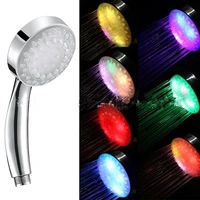 7 color changing led handheld shower head single round rainfall water saving nozzle rc 9816 bathroom accessory